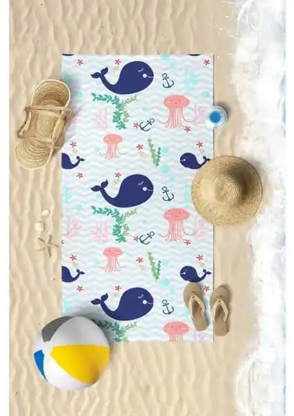 Vevien Home Sevimli Balina Dijital Baskılı Çocuk Plaj Havlusu Özellikleri ve Kullanım Alanları