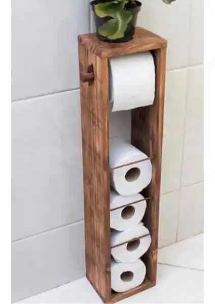 Weblonya Wc Kağıtlık Tuvalet Kağıtlığı Modern ve Dayanıklı Ahşap Banyo Aksesuarı