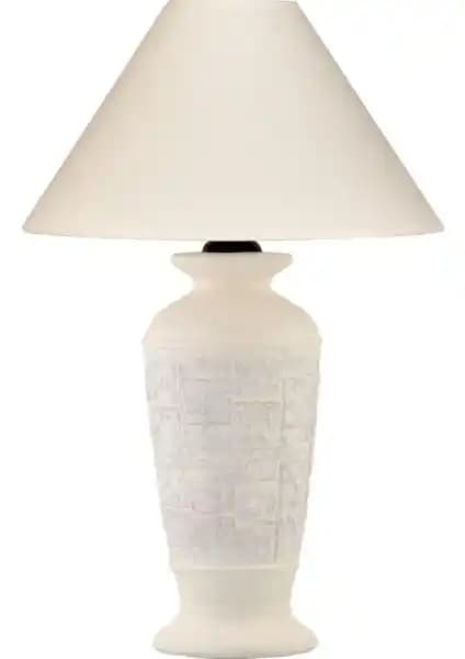 Yalılı Seramik Orta Taşlı Krem Abajur İç Mekanlar İçin Şık ve Dayanıklı Aydınlatma Seçeneği