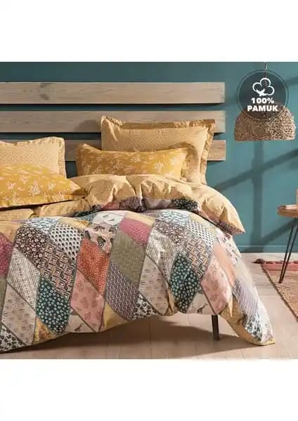 Yataş Bedding Astrid Çift Kişilik Ranforce Nevresim Takımı Hardal Renkli Modern Tasarım