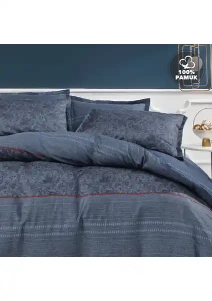 Yataş Bedding Gavin Çift Kişilik Saten Nevresim Takımı Koyu Mavi Modern Tasarım ve Uzun Ömür