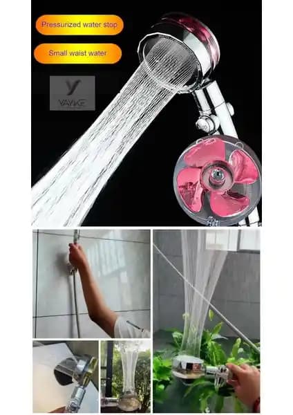 Yayke 360 Derece Dönebilen Aç Kapa Su Tasarruflu Pervaneli Duş Başlığı