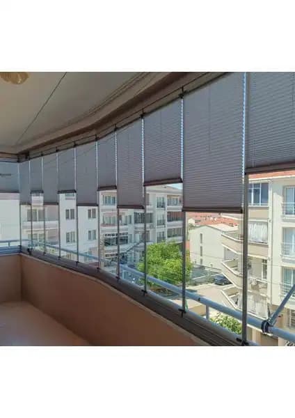Yazar Home Katlanabilir Cam Balkon Plise Perdesi Gri Modern ve Dayanıklı Tasarım