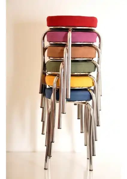 Yılmaz Masacılık 6 Adet Renkli Tay Tüyü Ahtapot Tabureleri Modern ve Dayanıklı Tasarım