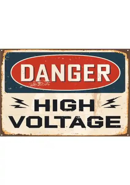 Yüksek Voltaj Uyarı Levhası Güvenlik ve Dekorasyon İçin Retro Vintage Tasarım