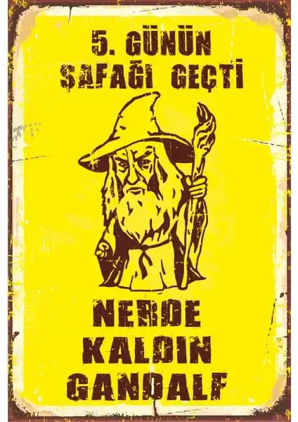 Yüzüklerin Efendisi Gandalf Retro Vintage Ahşap Poster Dekorasyon Parçası