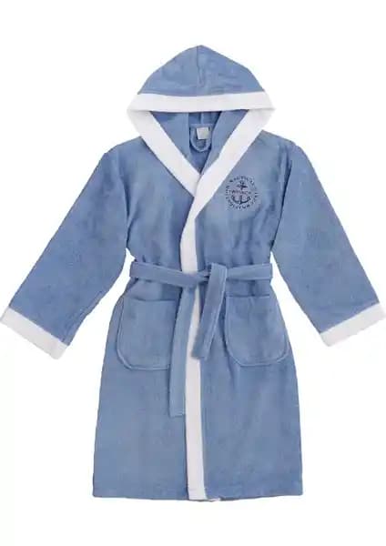 Z&R Home Bambu 13-14 Yaş Çocuk Bornoz Sailor Mavi Doğal ve Konforlu Tasarım