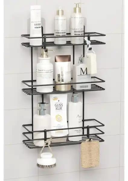 Zabata 3 Katlı Banyo Rafı Şık ve Dayanıklı, Montajı Kolay Yapışkanlı Tasarım