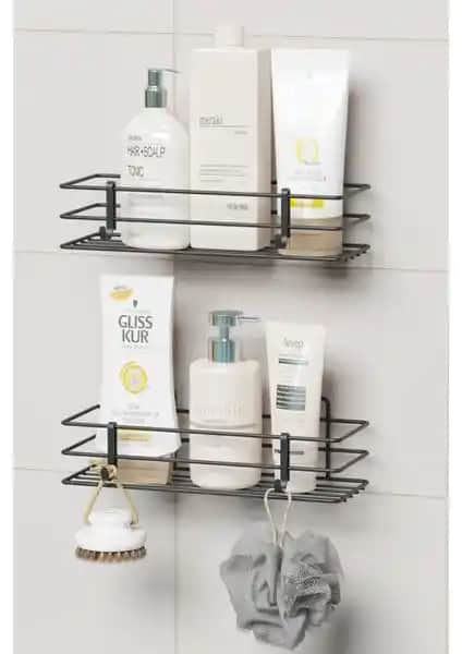 Zabata Yapışkanlı 2'li Banyo Rafı Modern ve Dayanıklı Depolama Çözümü