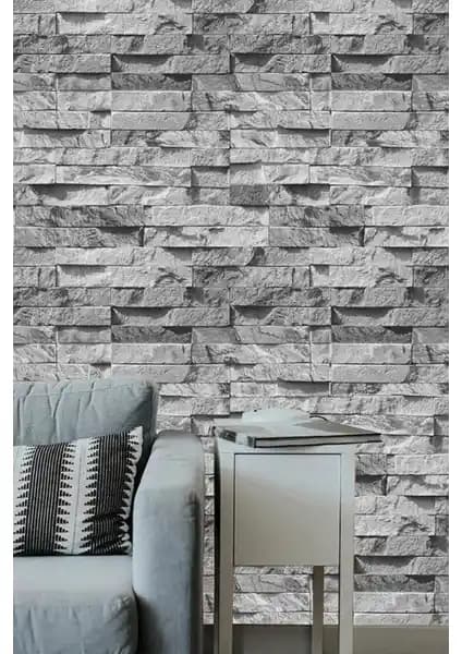 Zümrüt Exculusive 9360 Gri Taş Desenli Duvar Kağıdı Modern ve Sağlıklı İç Mekan Tasarımı İçin