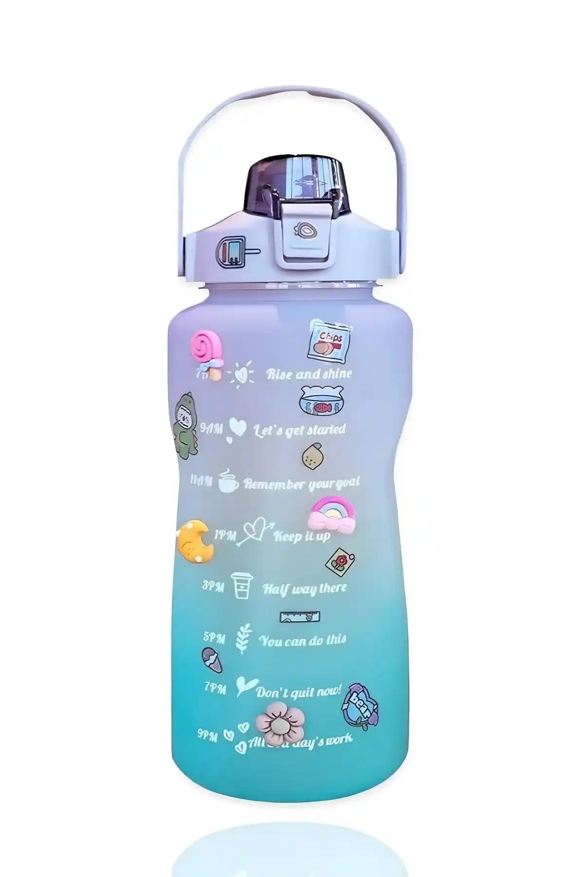 Angeldesign 2 Lt Pipetli Motivasyonel Su Matarası Sağlıklı ve Şık Tasarım