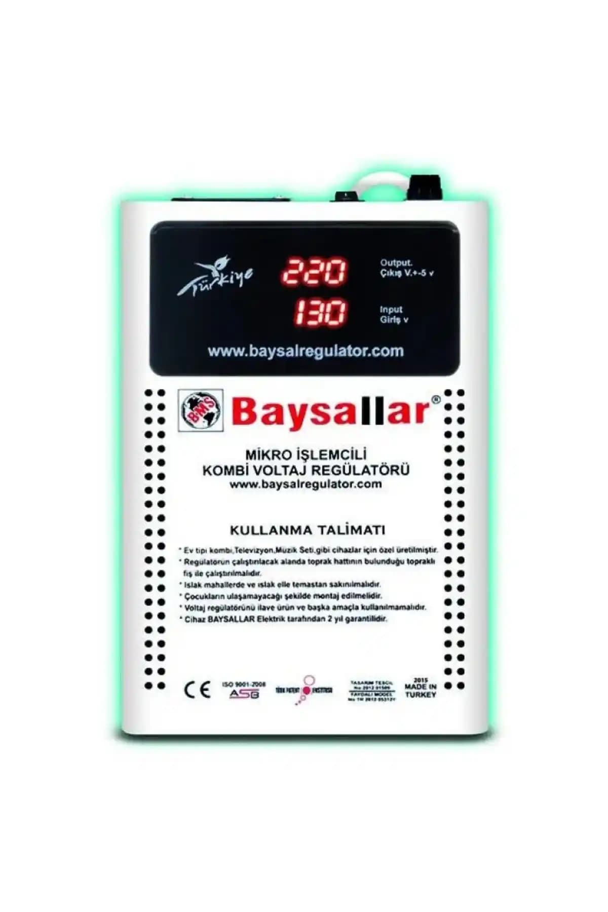 Baysallar Mikro İşlemcili Kombi Voltaj Regülatörü 500 VA Güç Kapasitesi ile Güvenilir Elektrik Koruması