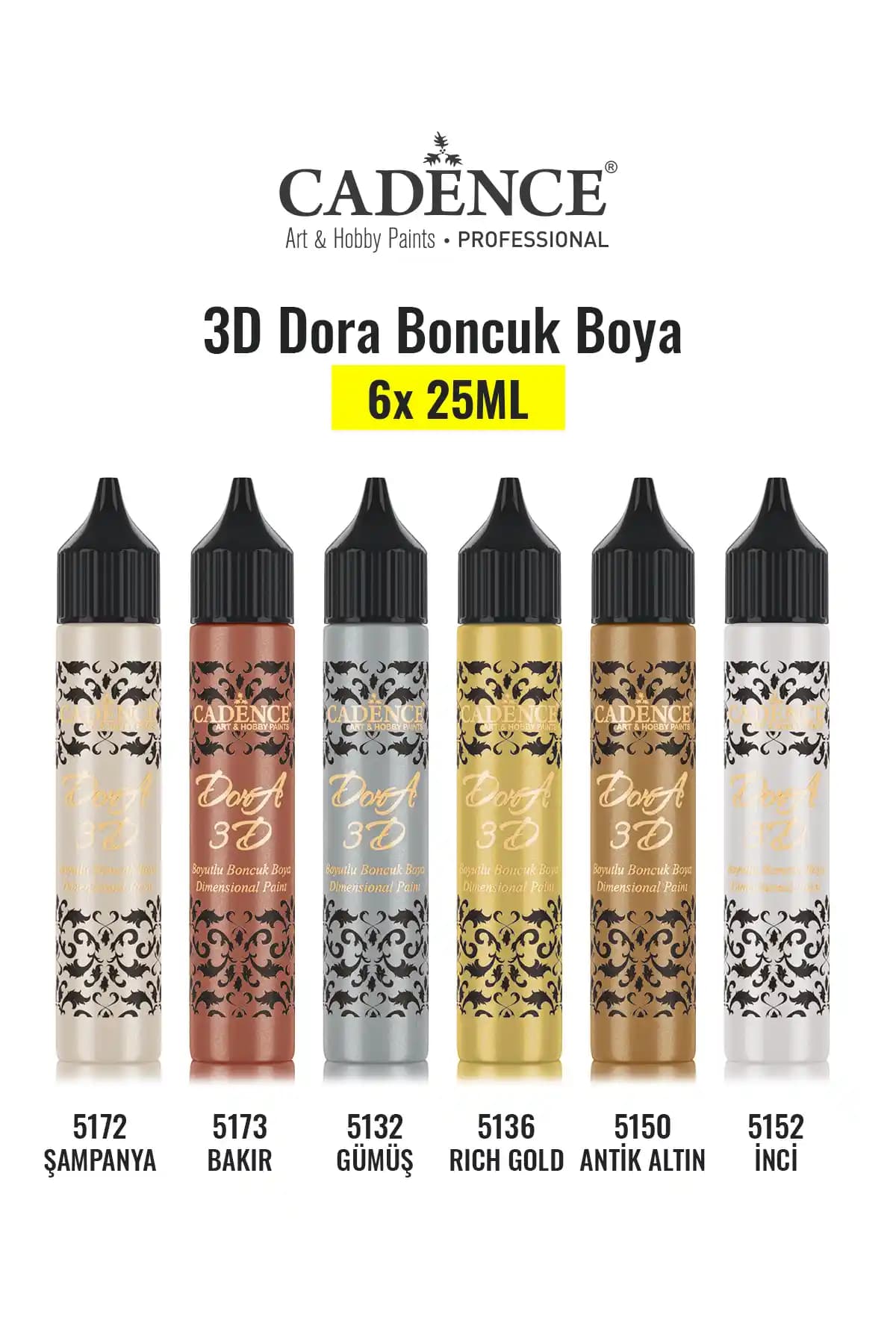 Cadence 3D Boncuk Boya Seti: Çok Yönlü Metalik ve Su Bazlı Boya Seçeneği