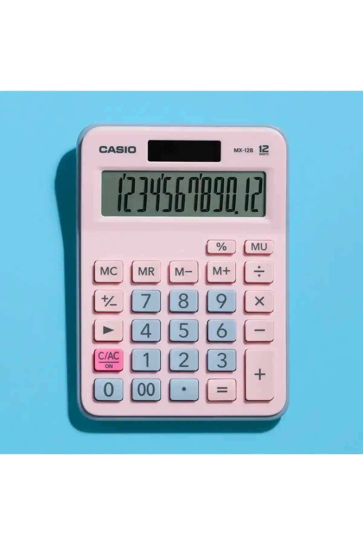Casio Mx-12b-pklb Masaüstü Hesap Makinesi Pembe Renkli ve Fonksiyonel Tasarım
