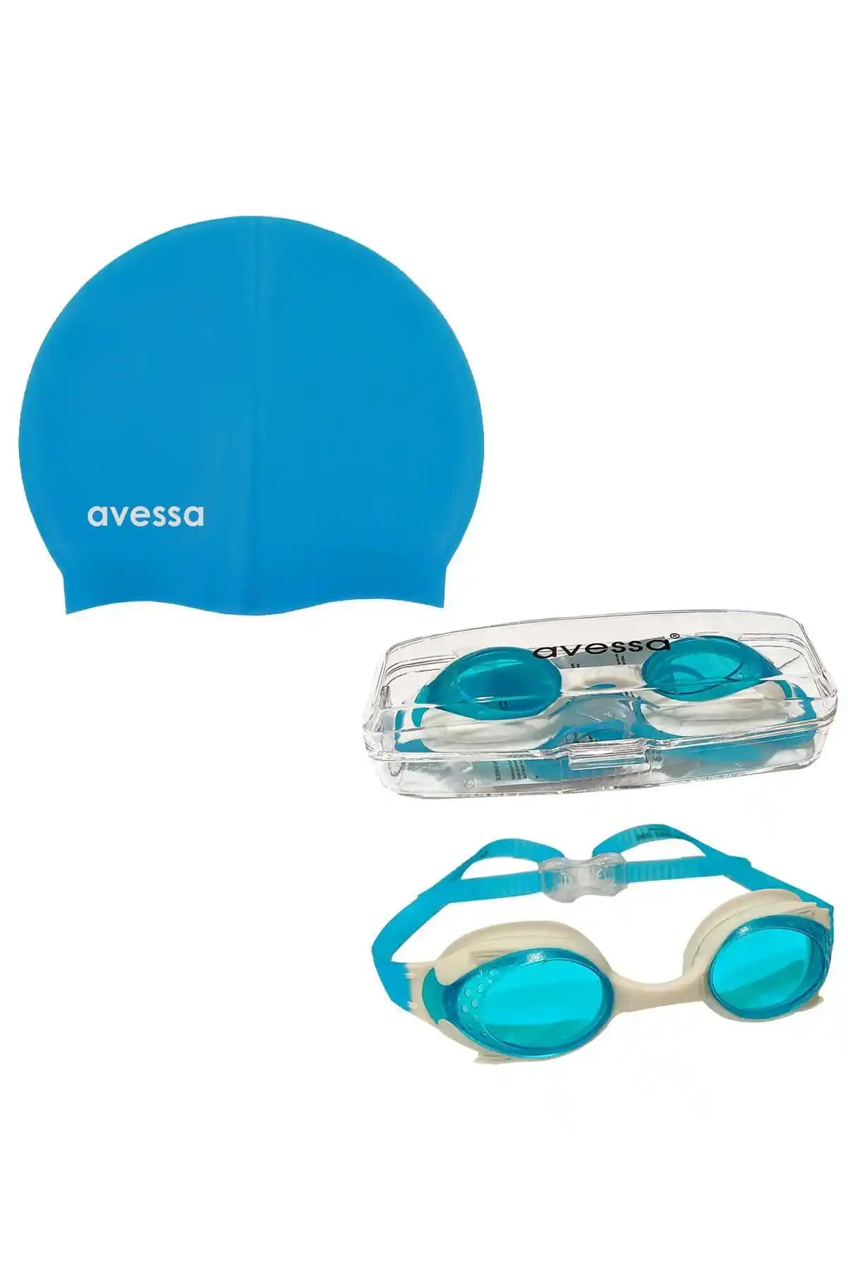 Çocuklar İçin Güvenli ve Konforlu Mavi Güneş Gözlüğü Seti Avessa 2’li Havuz Seti