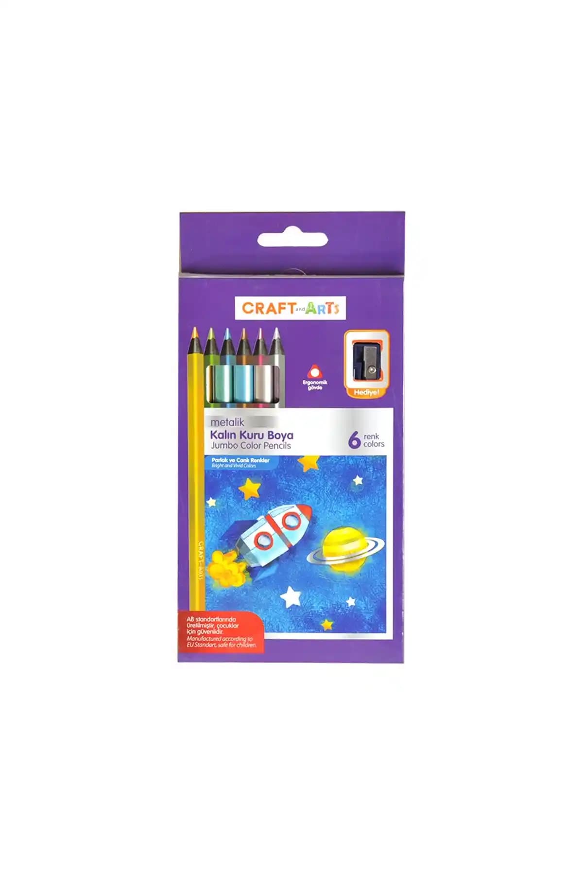 Craft and Arts Jumbo Kuru Boya Metalik 6'lı Paket ile Yaratıcı Projelerinize Parlaklık Katın