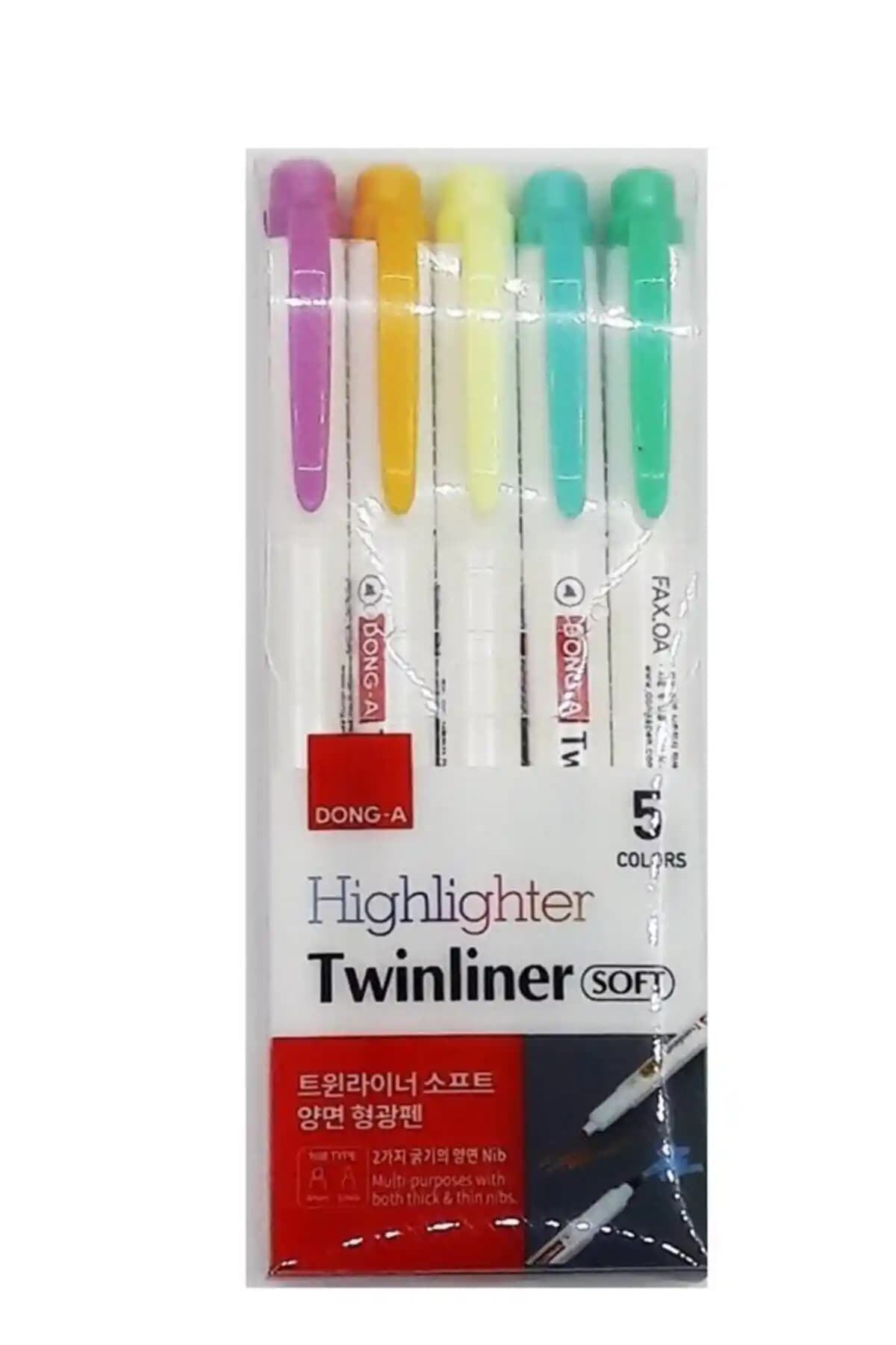 Dong A Twinliner Soft Fosforlu Kalem Renkli ve Çok Yönlü Kullanım İçin Uygun