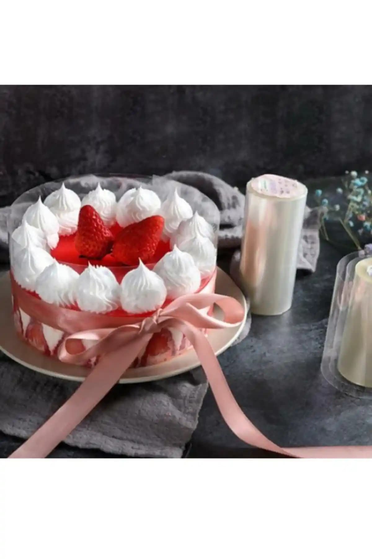 Dr. Gusto Şeffaf Desensiz Pasta Yan Dekor Film Jelatin 11x25 cm ile Profesyonel Pasta Süsleme