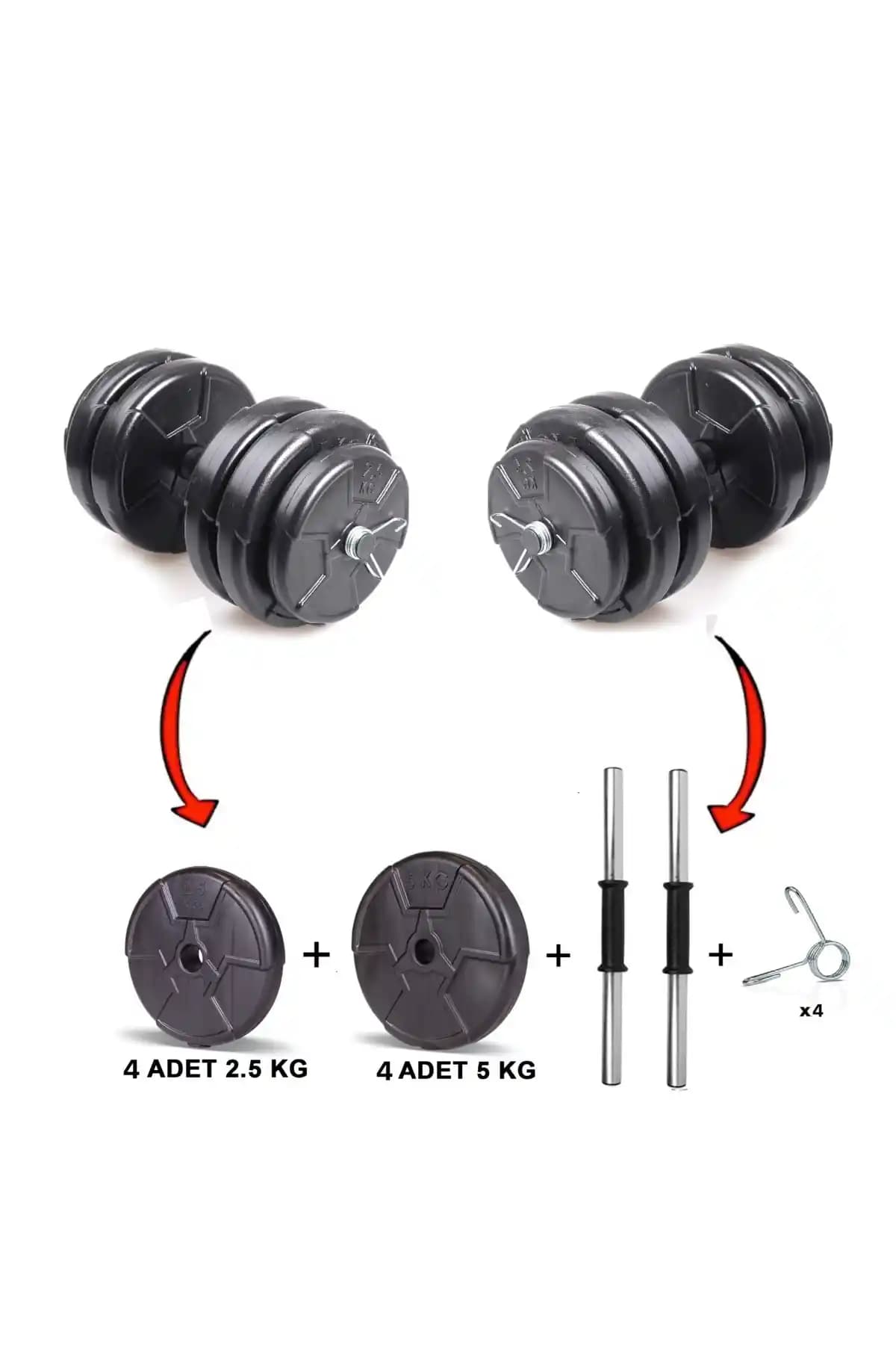 ECG Ecgspor 30 kg Dambıl Seti ve Ağırlık Seti ile Güç ve Performans Artışı