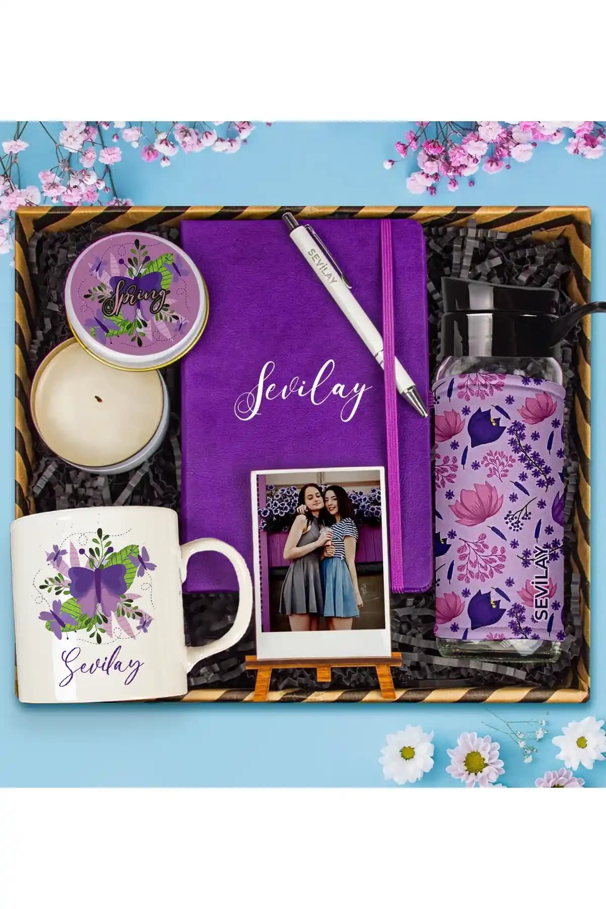 Ejoya Kişiye Özel Bahar Hediye Kutusu Mor Renkli Şık ve Fonksiyonel Tasarım