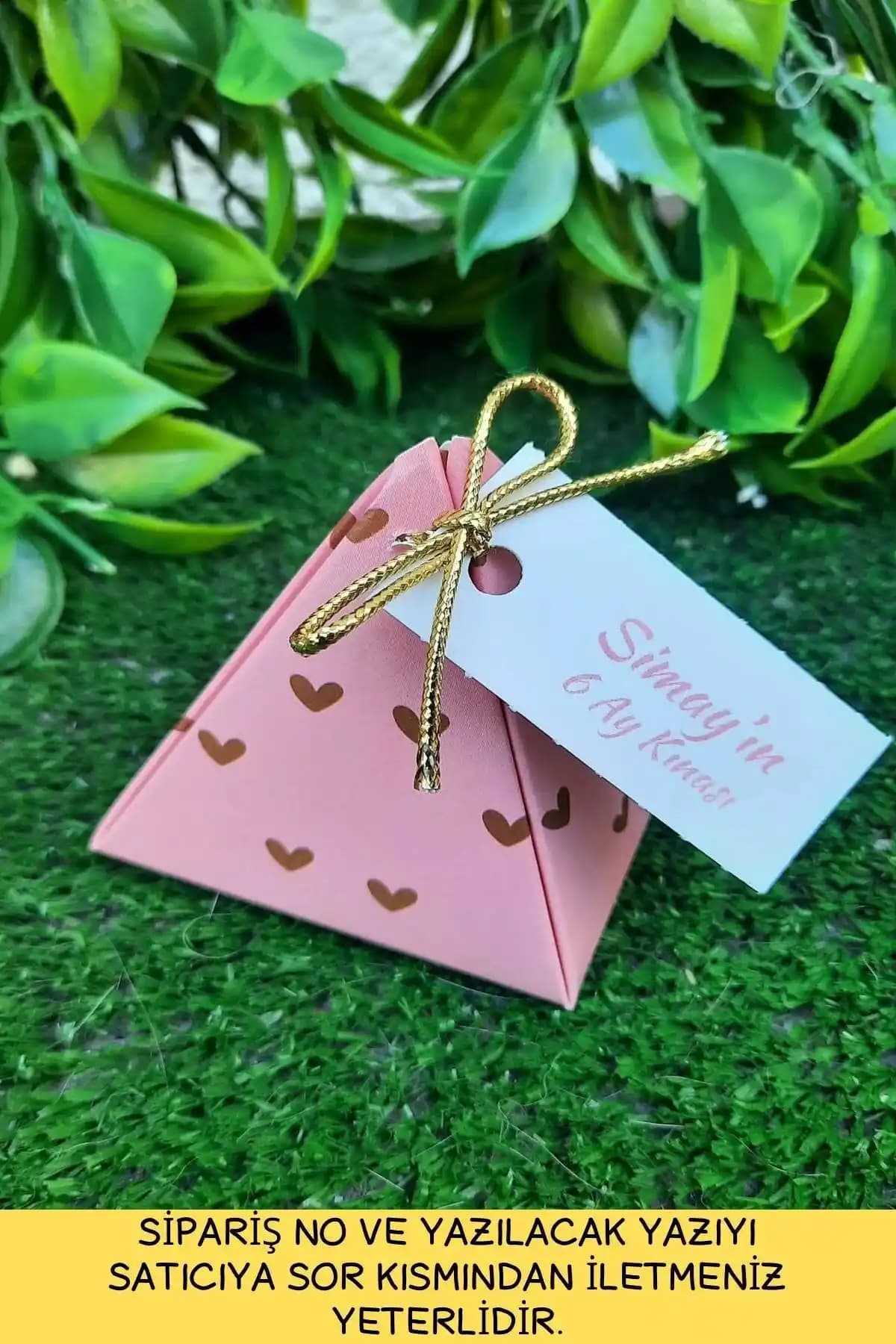 Emtory Home 30 Adet Gold Ipli Pembe Kalpli Piramit Kutu Dini ve Kültürel Etkinlikler İçin