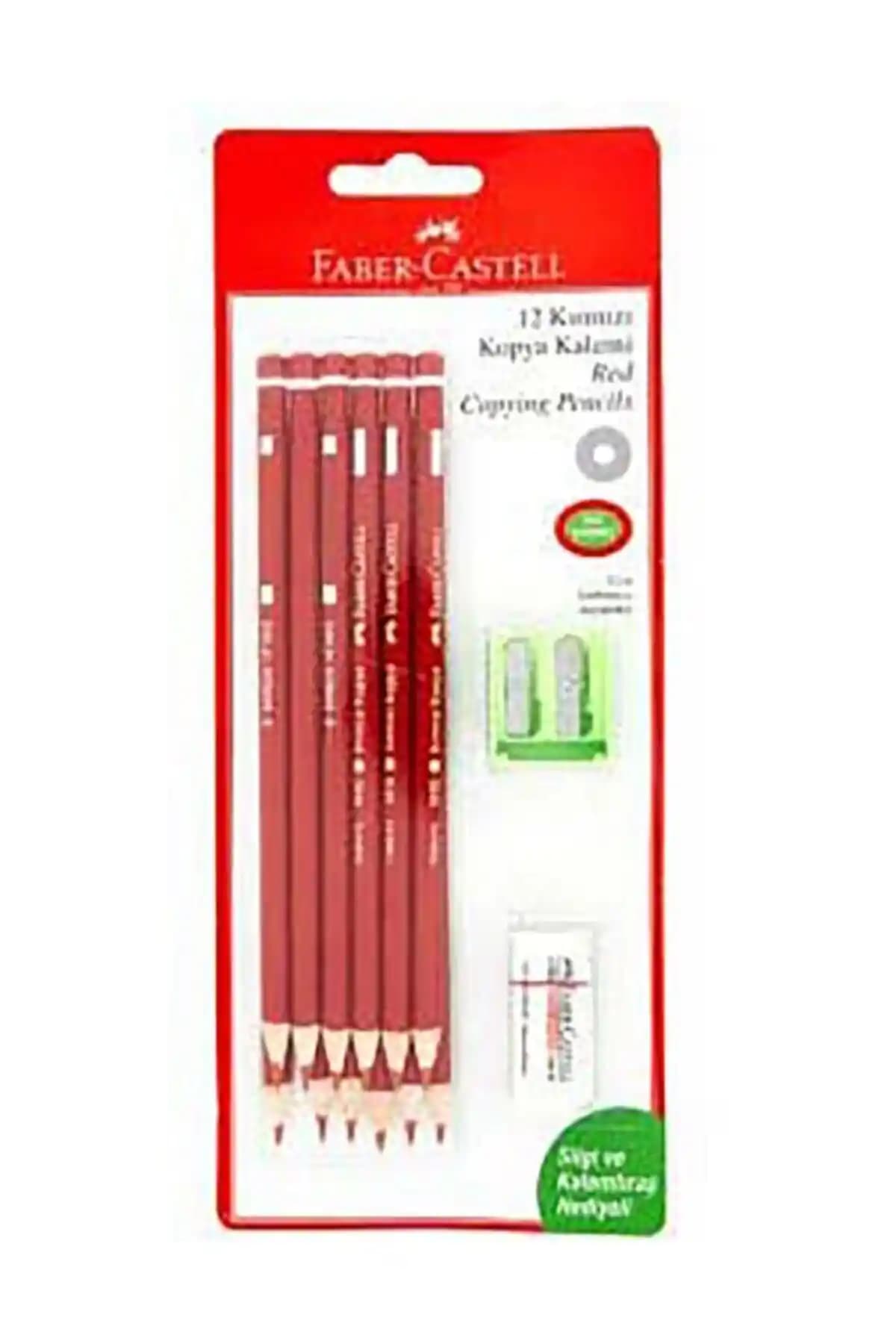 Faber Castell 12 Kırmızı Kopya Kalemi Seti Silgi ve Kalemtraş ile Kalem Koleksiyonunuza Şıklık Katın
