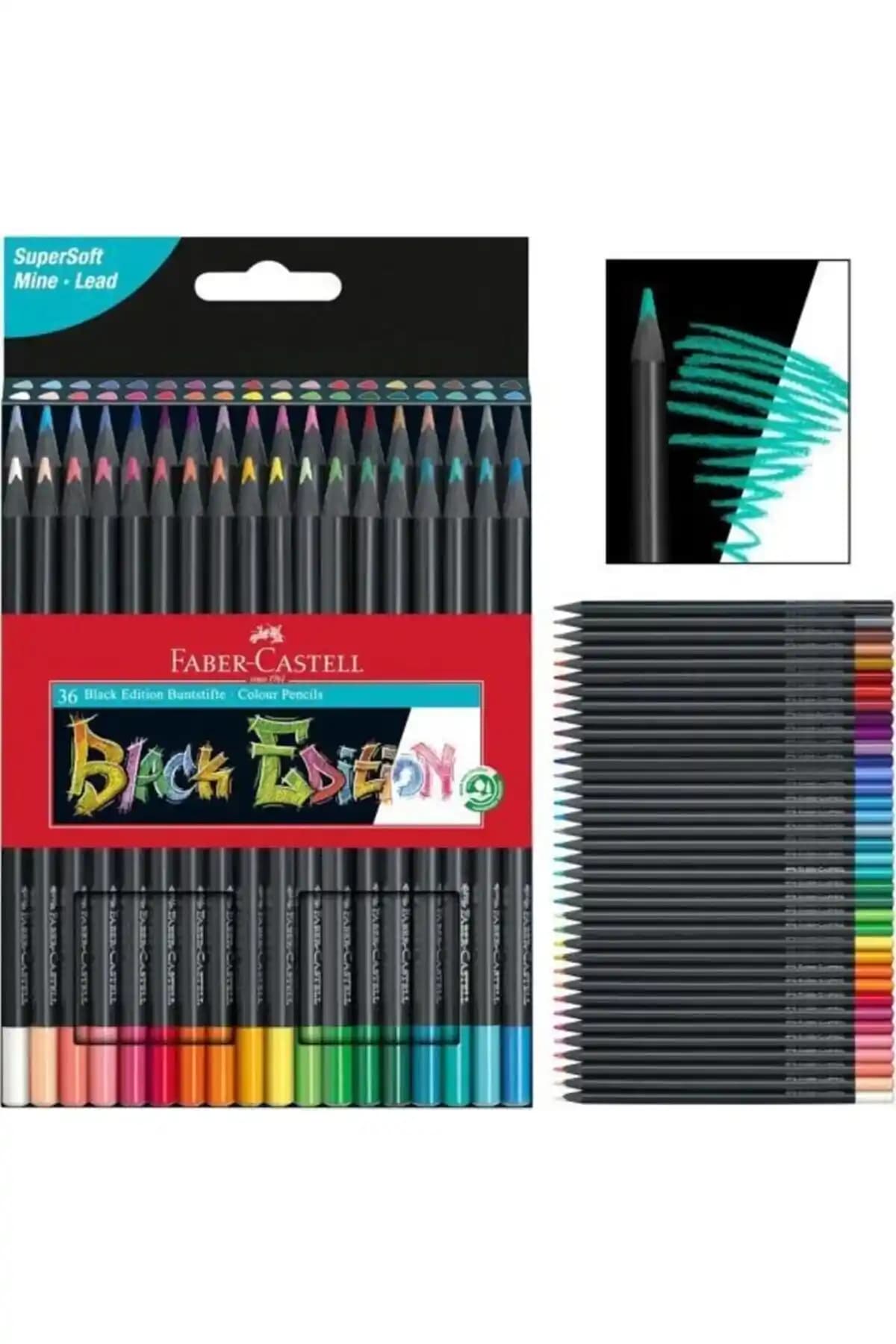 Faber Castell Black Edition 36 Renk Kuru Boya Seti Yaratıcı Çalışmalar İçin Uygun