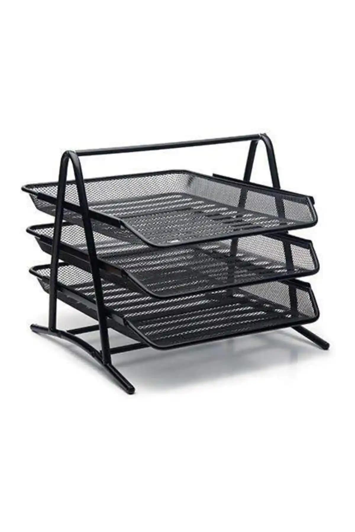 Genel Markalar Metal Perfore Evrak Rafı 3'lü Siyah: Ofis ve Çalışma Alanları İçin Fonksiyonel Çözüm