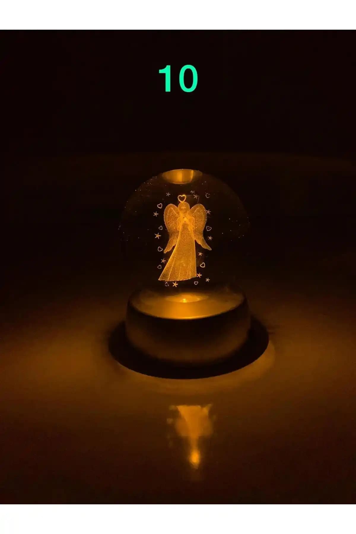 Ghazal E Trade Melek Figürlü Cam Küre LED Işıklı Standlı Dekoratif Parça