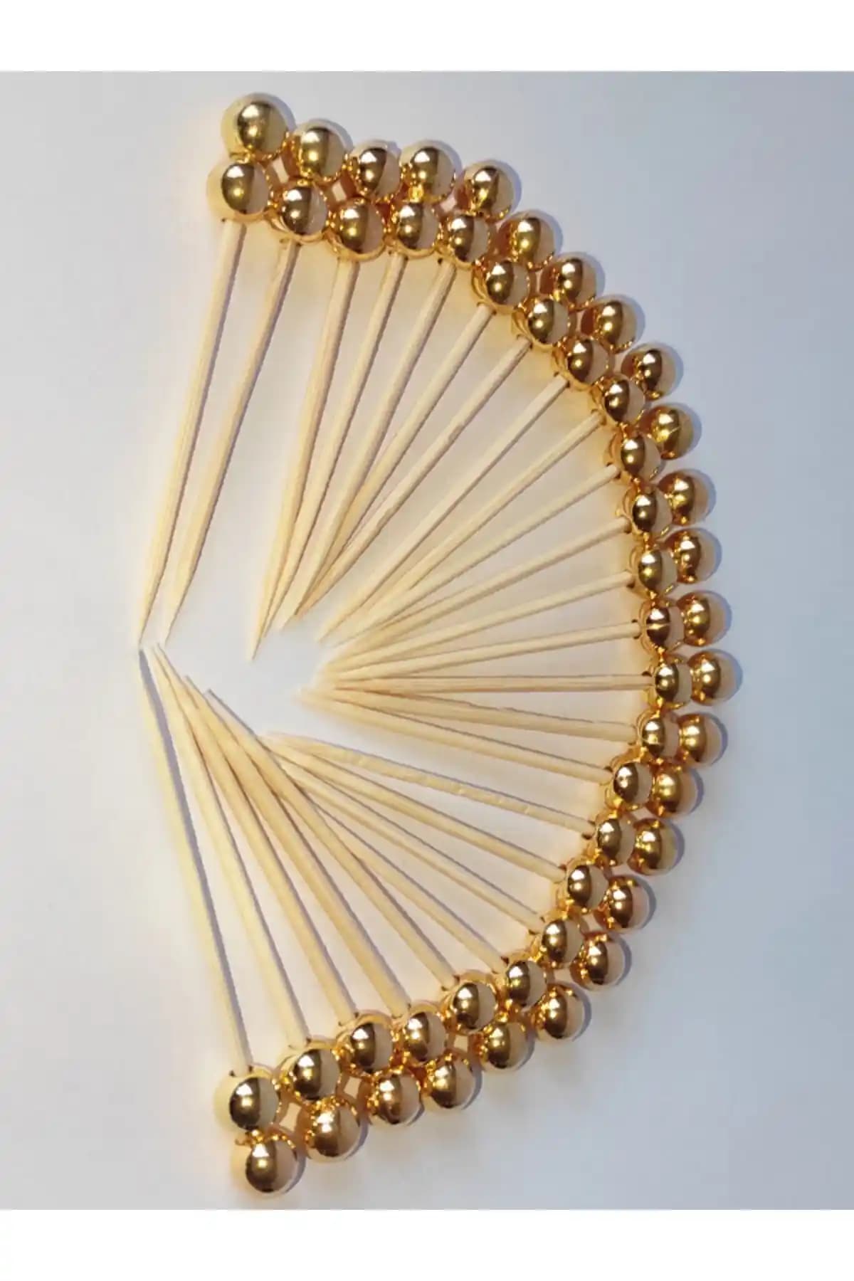 Gold Dekoratif Kokteyl Kürdanları - Şık Sunumlar İçin Zarif ve Pratik Seçenek