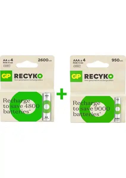 GP Batteries Recyko 2600mAh ve AAA Pil Serisi: Yüksek Kapasiteli ve Güvenilir Şarjlı Piller