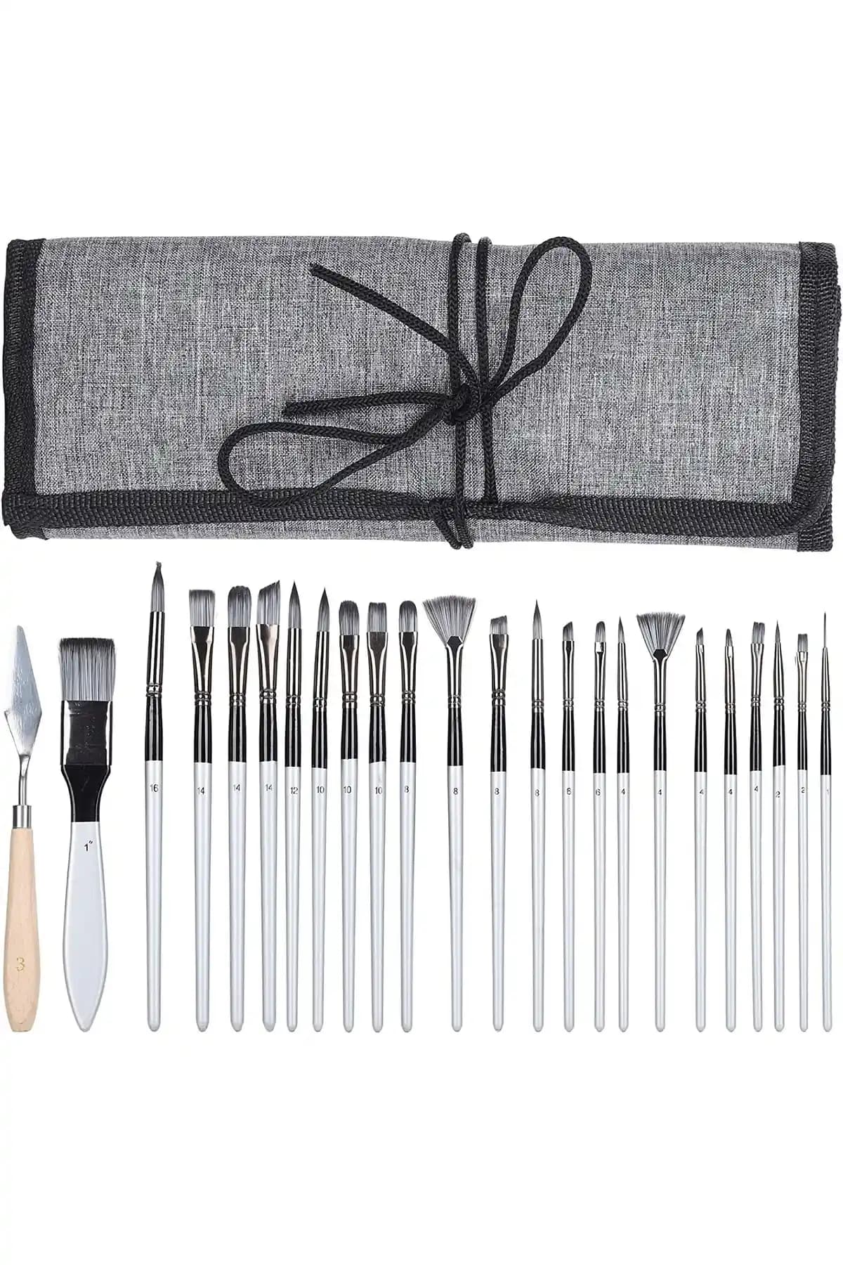 Hannah 24 Parça Akrelik ve Suluboya Fırça Seti Profesyonel ve Çok Yönlü Kullanım İçin