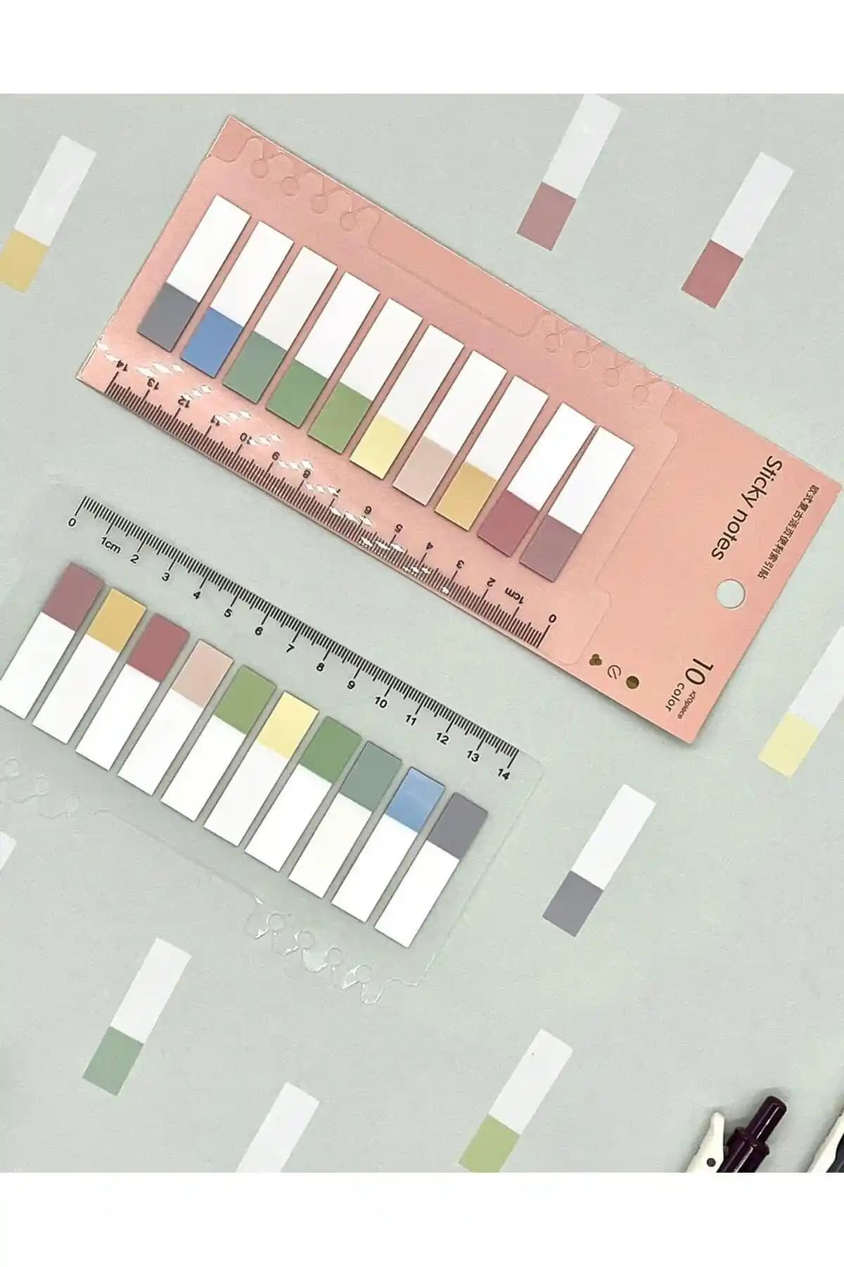 Kağıt Gemi Dükkan 10 Renkli Morandi Renkler Yarım Çizgili İndeks Sticker Seti