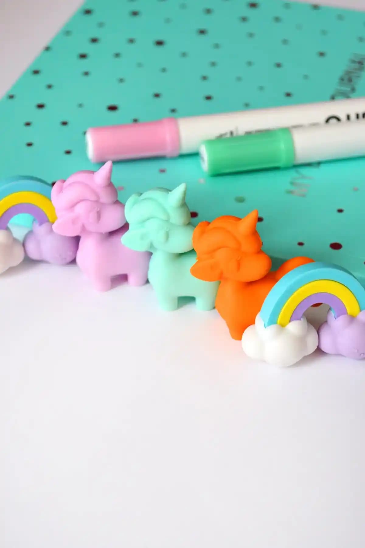 Kagito Unicorn Silgi Seti 5'li Çocuklar İçin Güvenli ve Renkli Kırtasiye Ürünü