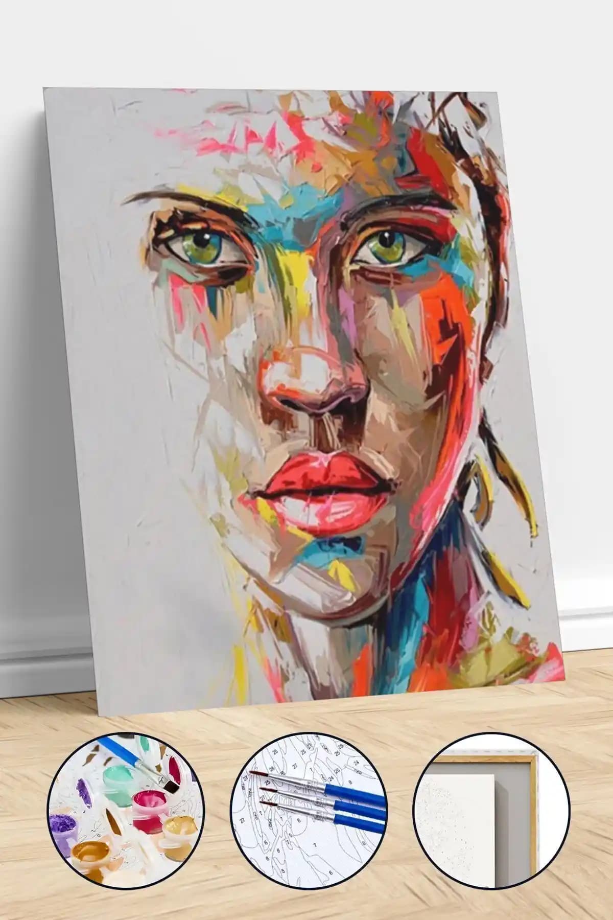 Kendinyaphobi Renkli Kadın Sayılarla Boyama Seti Çerçeveli ve Farklı Boyutlarda