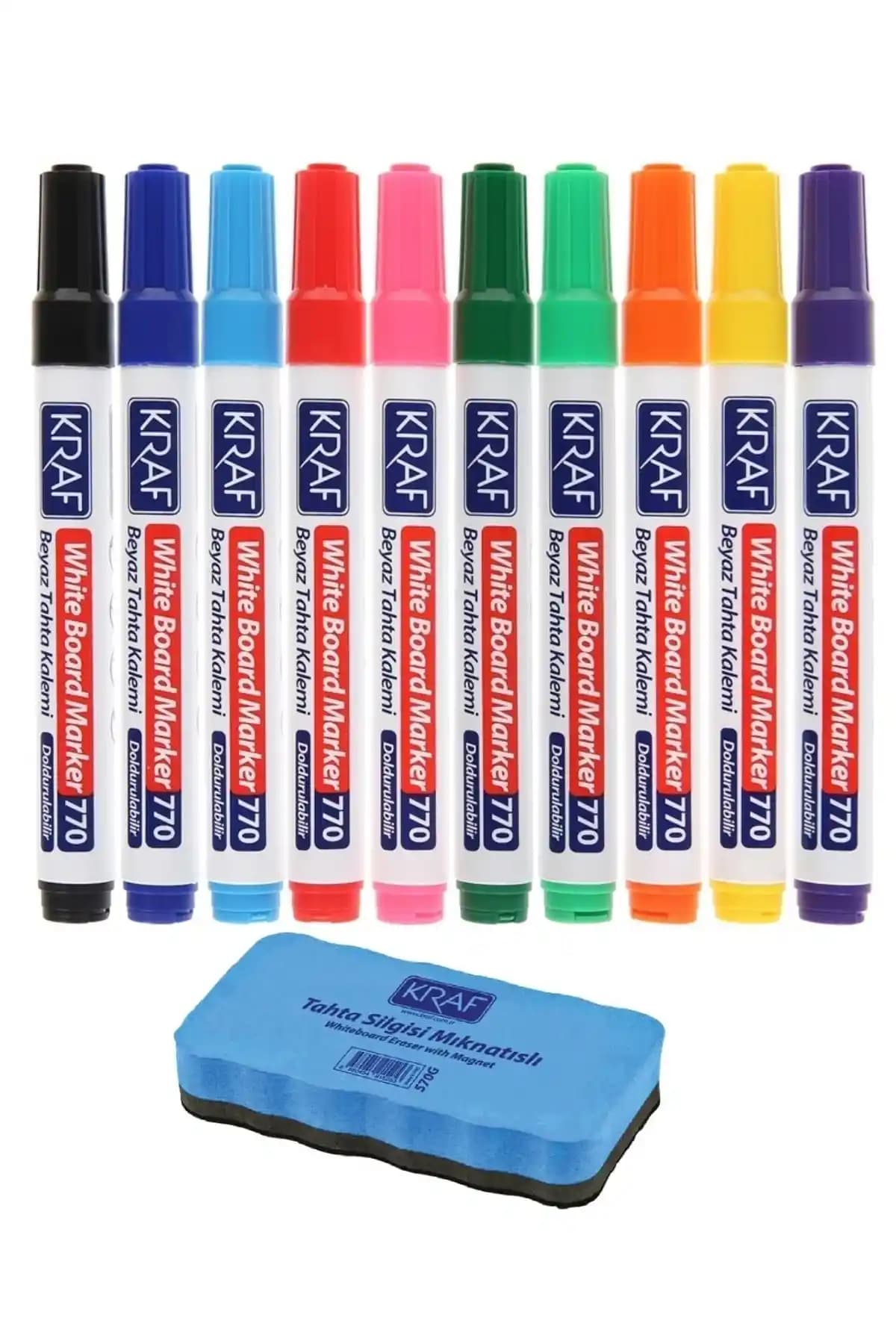 KRAF 10 Renk Tahta Kalem Seti ve Mıknatıslı Silgi Eğitim ve Yaratıcı Çalışmalar İçin