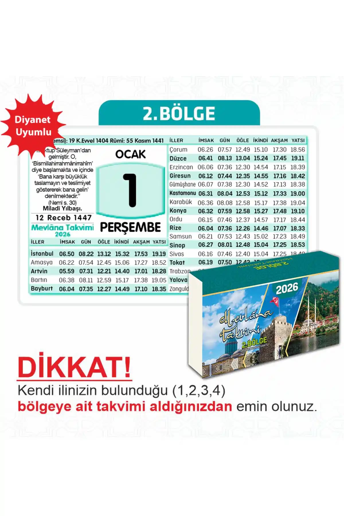 Mevlana Yapraklı Blok Duvar Takvimi 2026 Estetik ve Fonksiyonel Tasarım