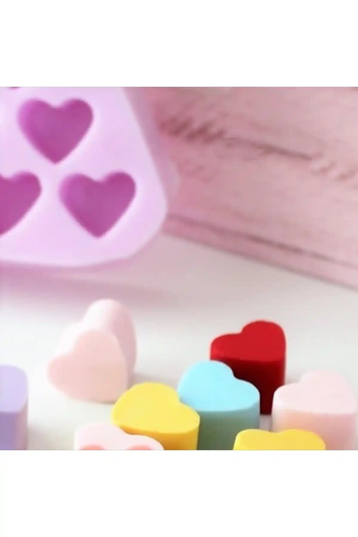 Mini Kalp Silikon Kalıp Seti 10 Adet Taş Tozu Epoksi Sabun Mum Alçı Ürünleri için