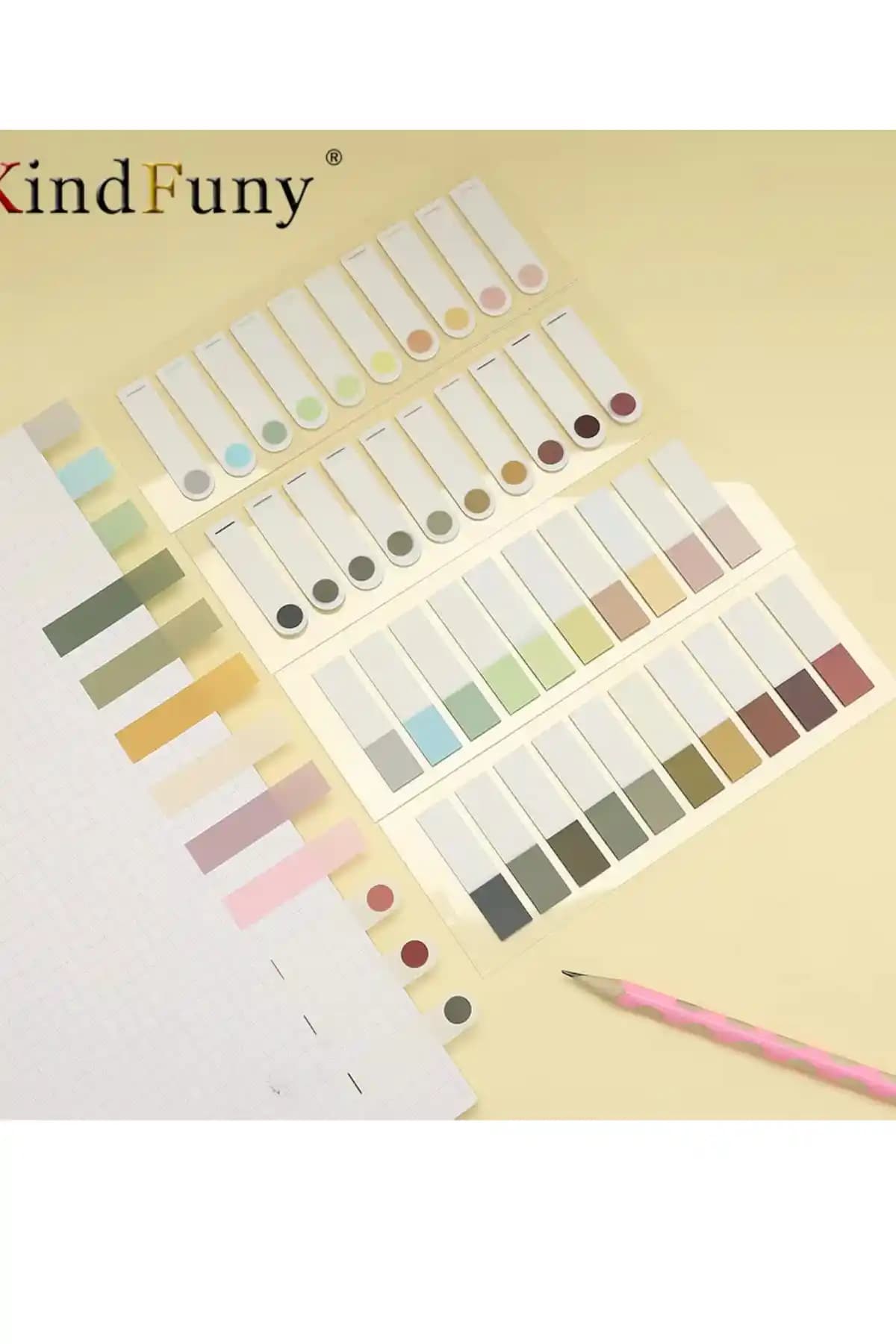 NaSaDAN 800 Yaprak 4 Adet Postit Çetvelli Şeffaf Yapışkanlı Not Kağıdı Seti