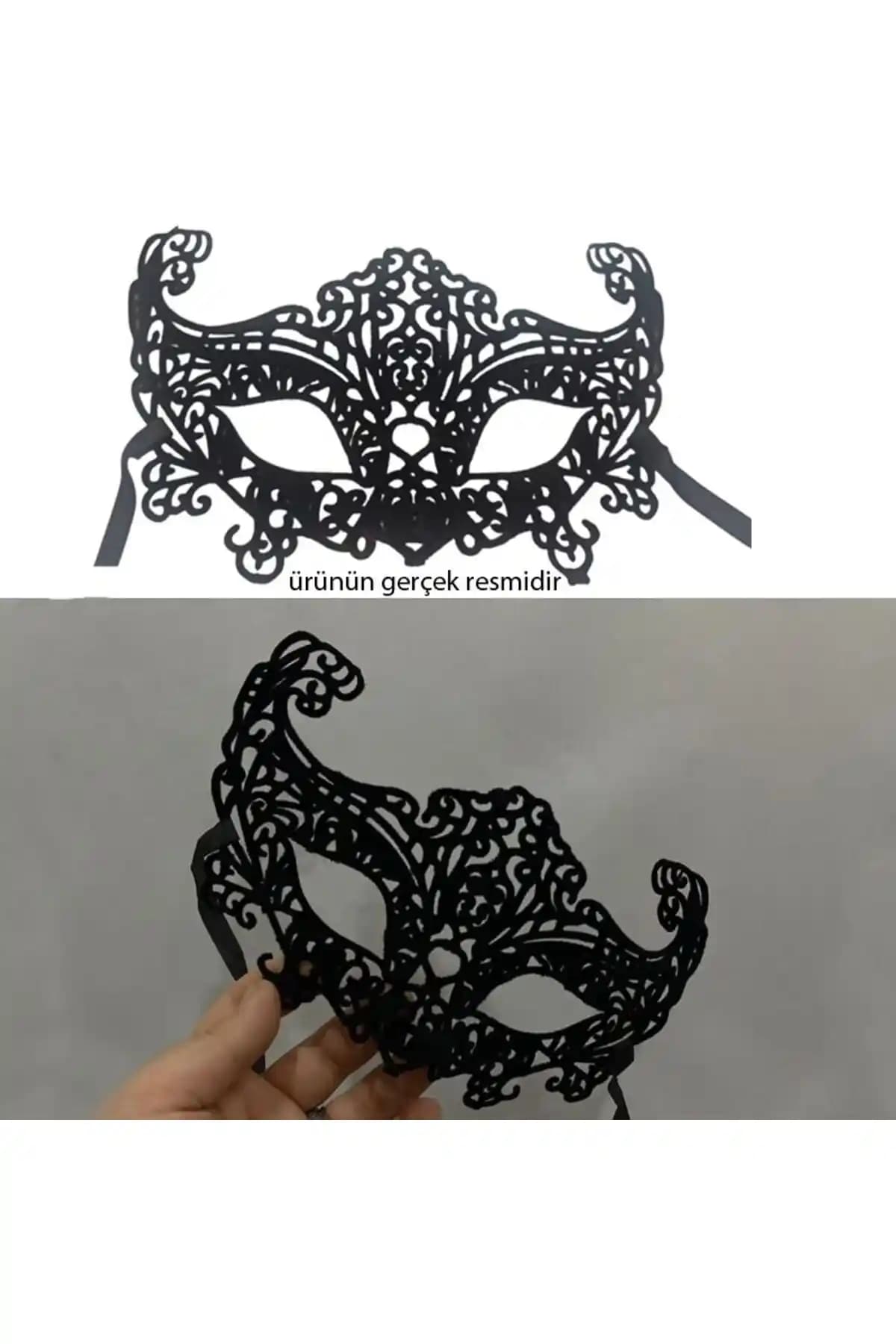 Pandoli Partidolu Dantelli Kumaş Maske Siyah Renk Şıklık ve Konfor Sunan Tasarım