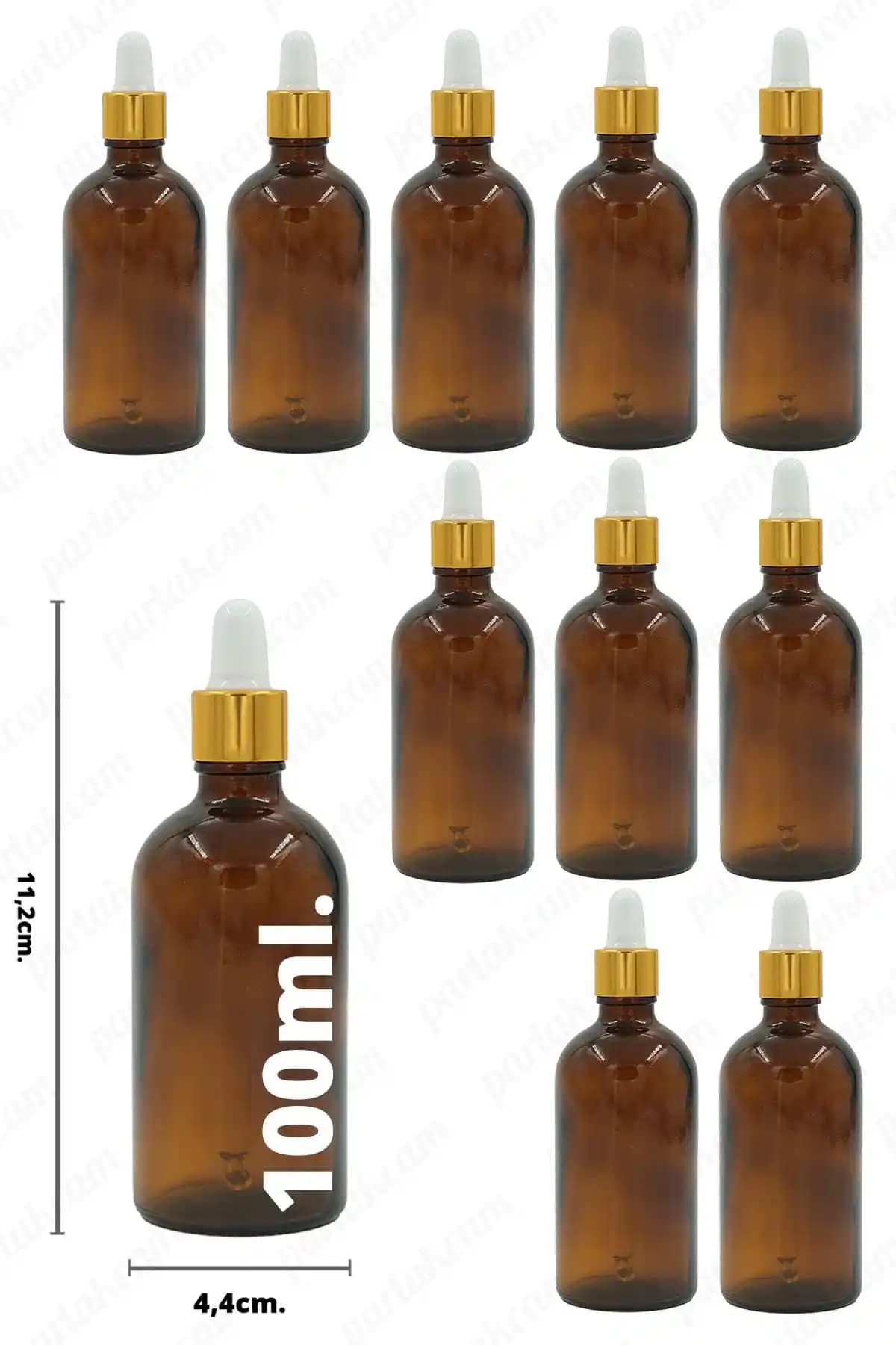 ParlakCam 100ml Damlalıklı Amber Cam Şişe Aromaterapi ve Doğal Ürünler İçin