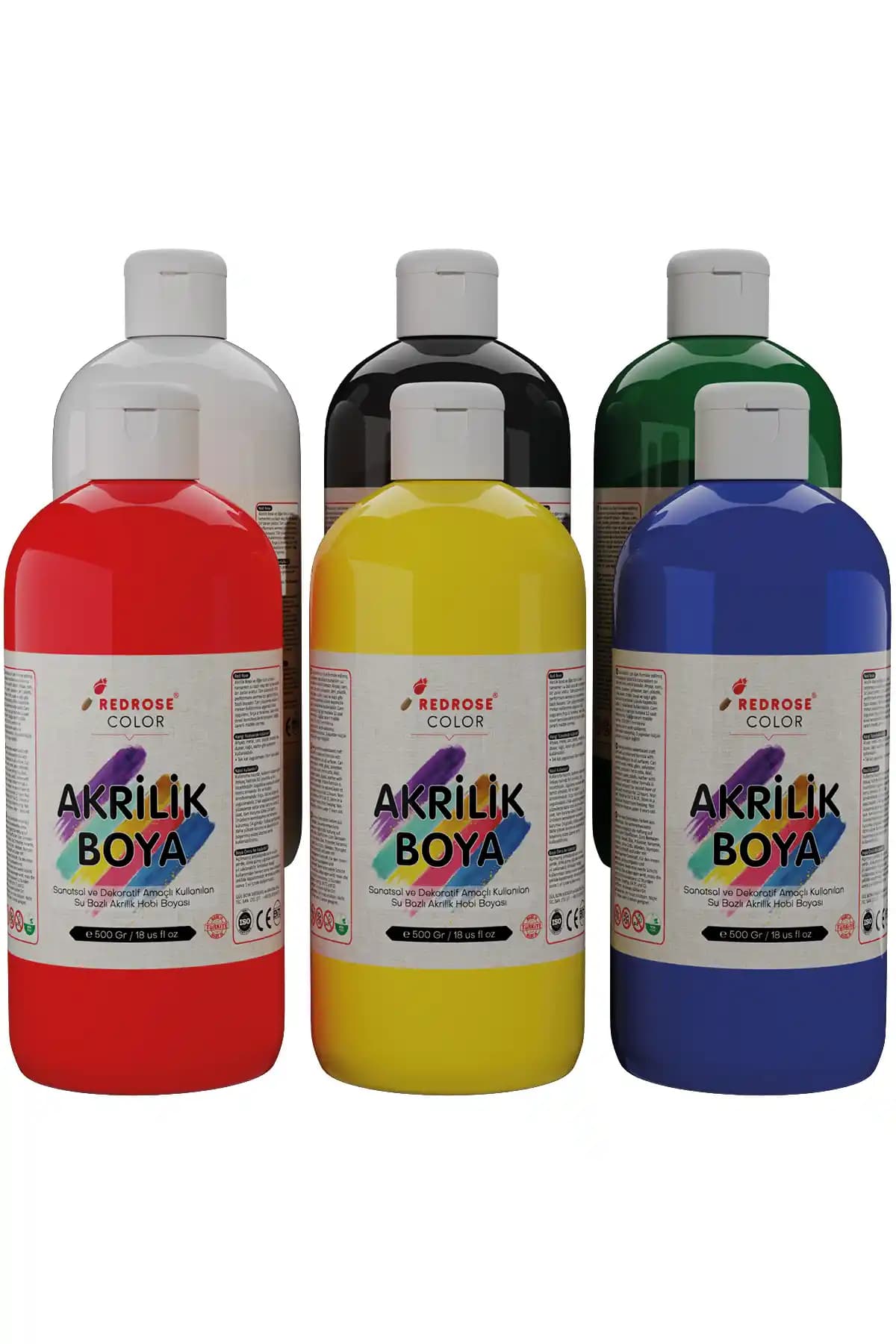 Red Rose Color 6'lı Akrilik Boya Seti Güvenli ve Canlı Renklerle Sanat ve Hobi İçin Uygun