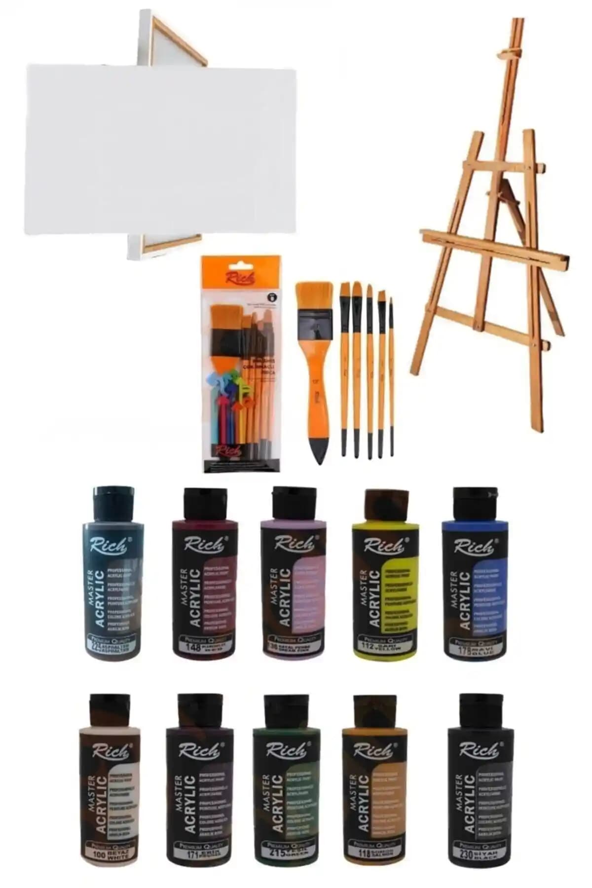 Rich Glance Şovale Akrilik Boya Seti 120 CC 10 Renkli Tuval Boyama Malzemeleri