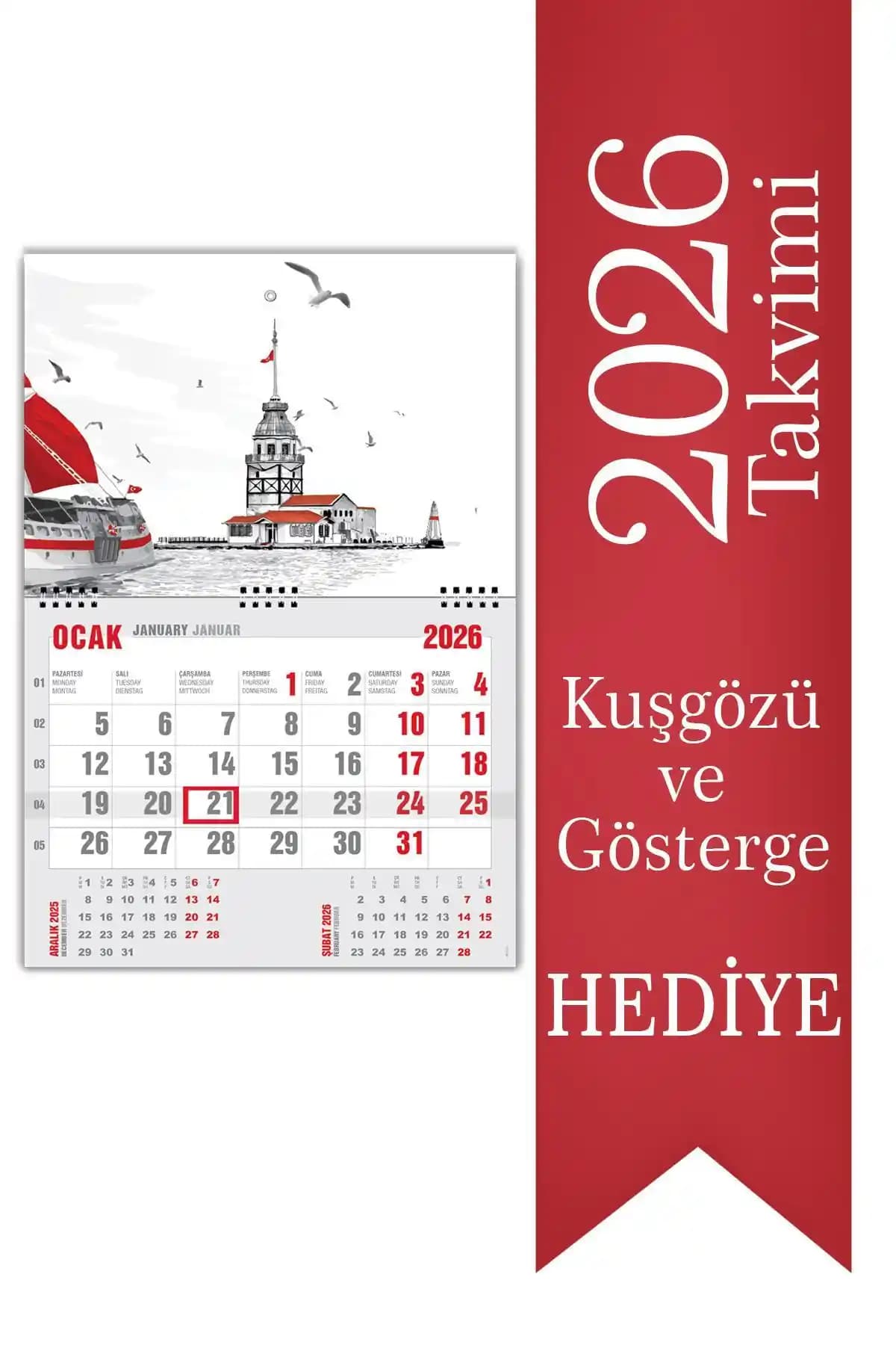 StickerArt 2026 Ekonomik Gemici Temalı Duvar Takvimi Yüksek Kalite ve Pratik Kullanım İmkanıyla