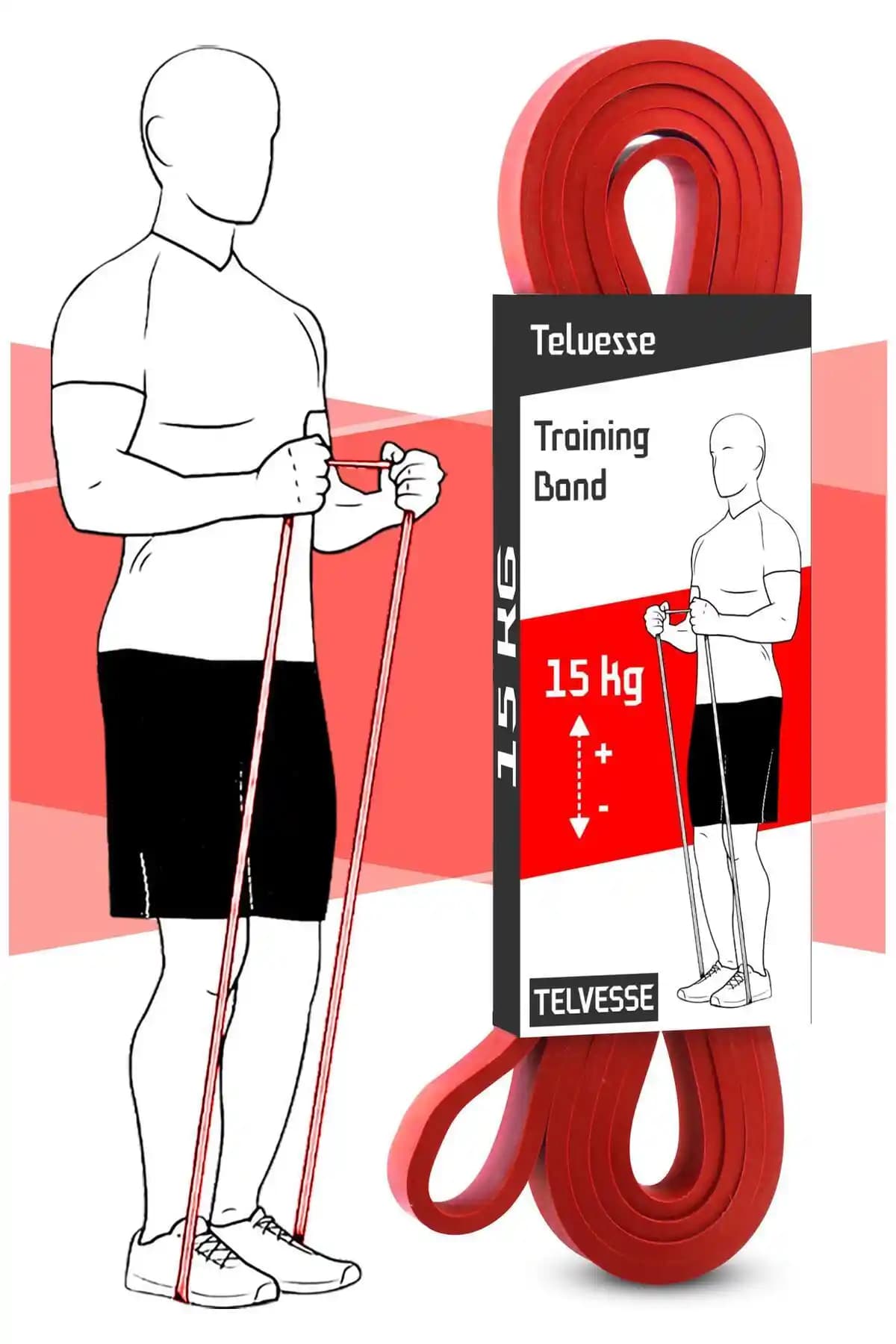 Telvesse 15 KG Direnç Bantı Çok Yönlü Kas Güçlendirme ve Esneklik Artırıcı Araç