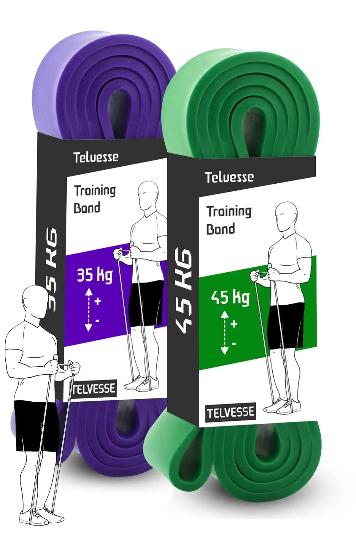 Telvesse 2'li Direnç Lastiği Seti Kas Gelişimini Destekleyen Güçlendirme Aracı