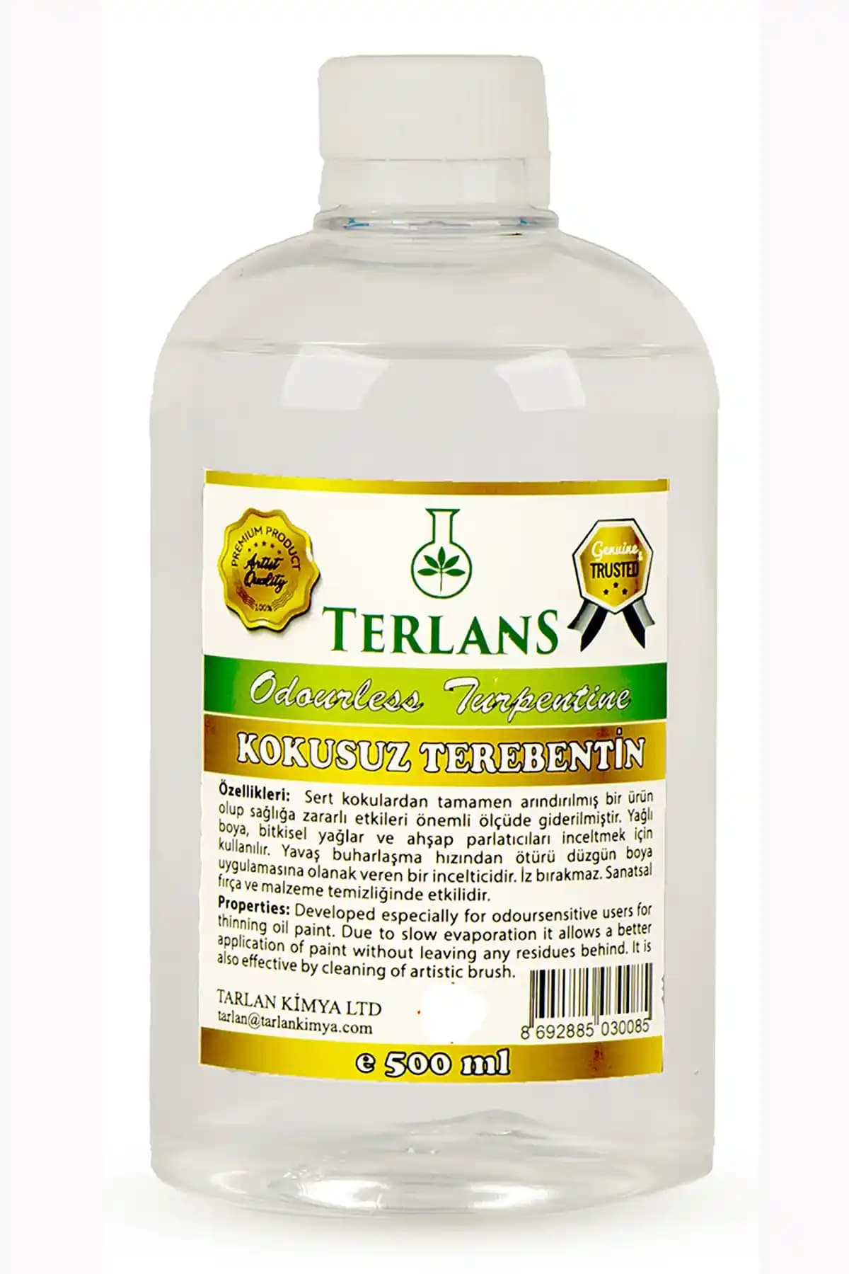 Terlans Kokusuz Terebentin: Yağlı Boya ve Temizlik İçin Güvenilir Çözüm