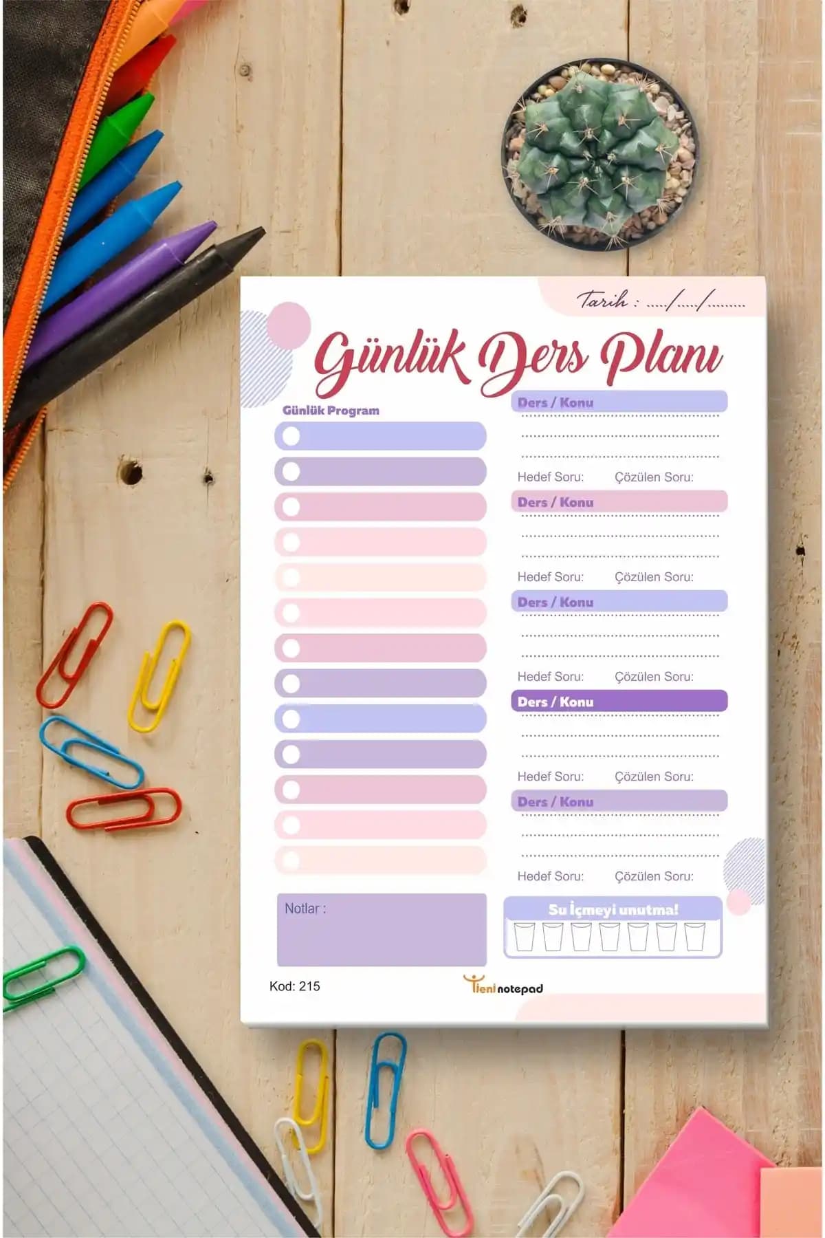 Tieni Notepad Günlük Ders Planlayıcı: Dayanıklı ve Taşınabilir Küçük Defter