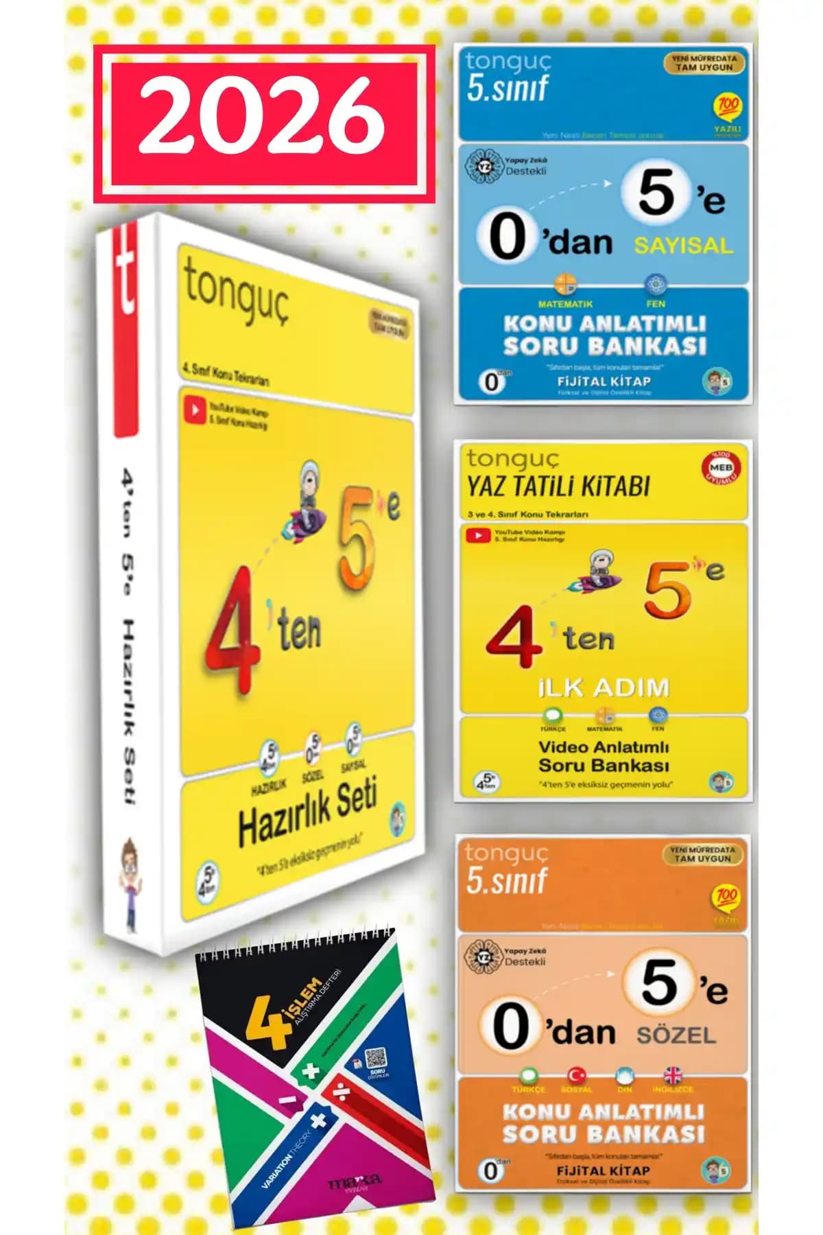 Tonguç 5. Sınıf Hazırlık Seti 2025 Güncel Müfredatlı Çalışma Kitapları ve Soru Bankası