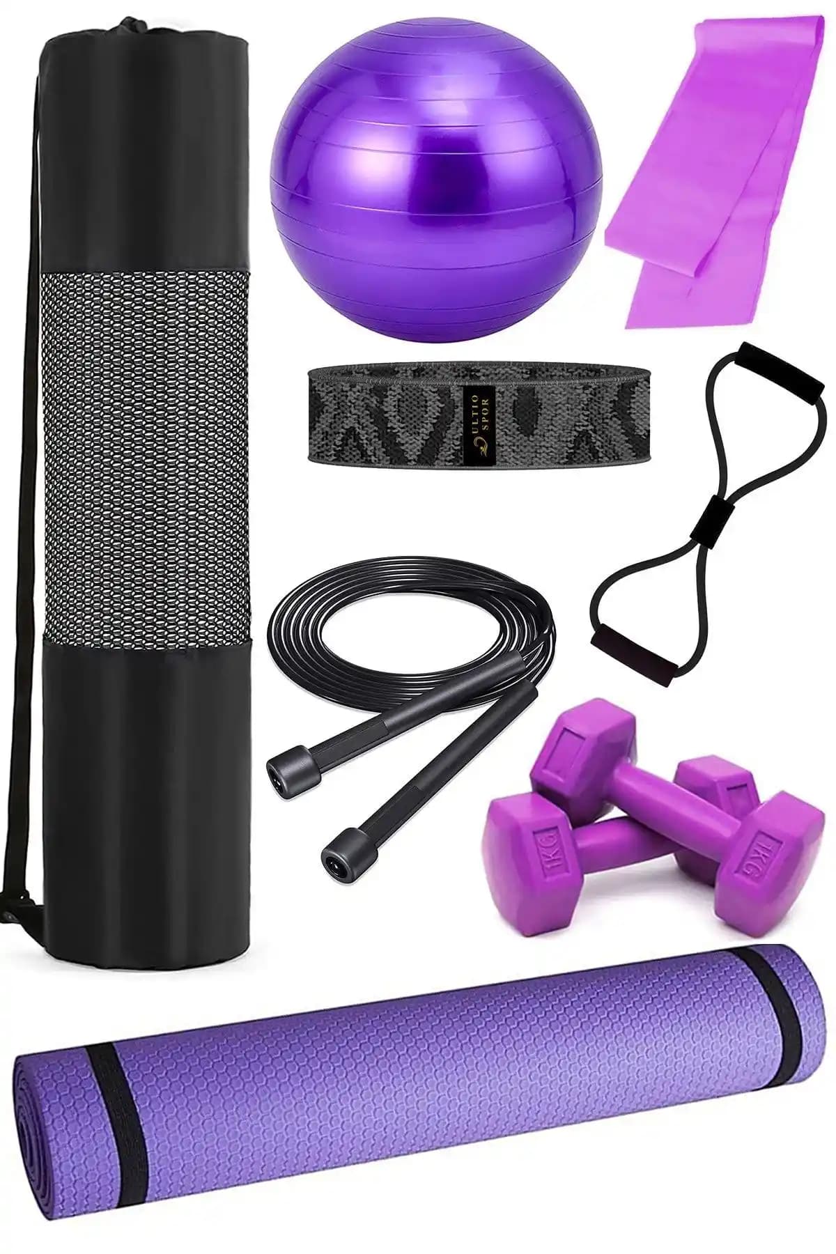 Ultio 9 Parça Pilates Seti: Çok Yönlü ve Ekonomik Spor Çözümü Evde Egzersiz İçin